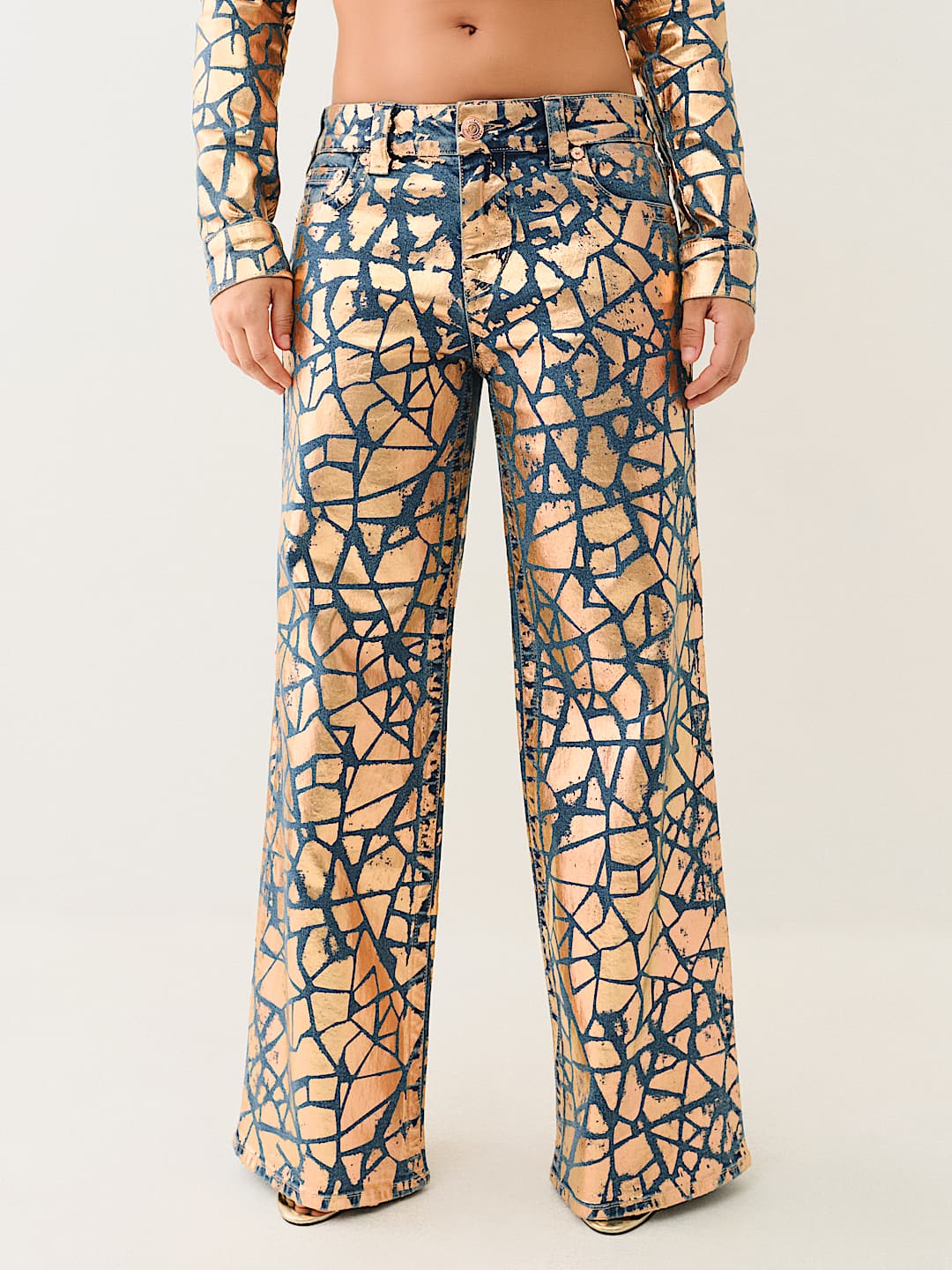 BOBBI CRACKED FOIL BAGGY JEAN