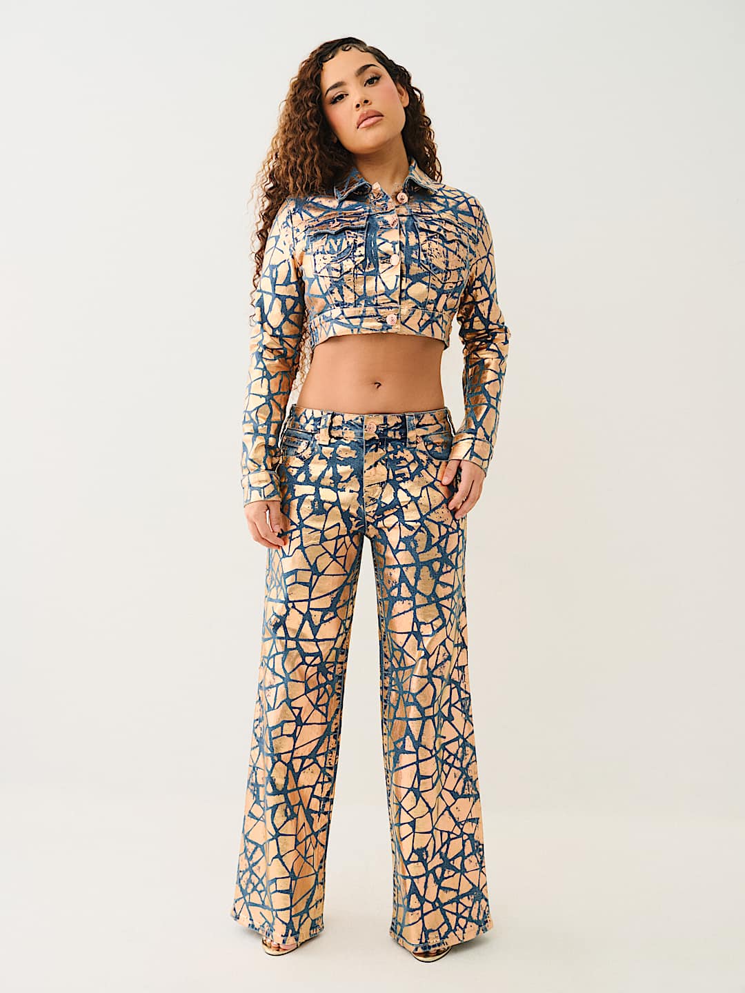 BOBBI CRACKED FOIL BAGGY JEAN