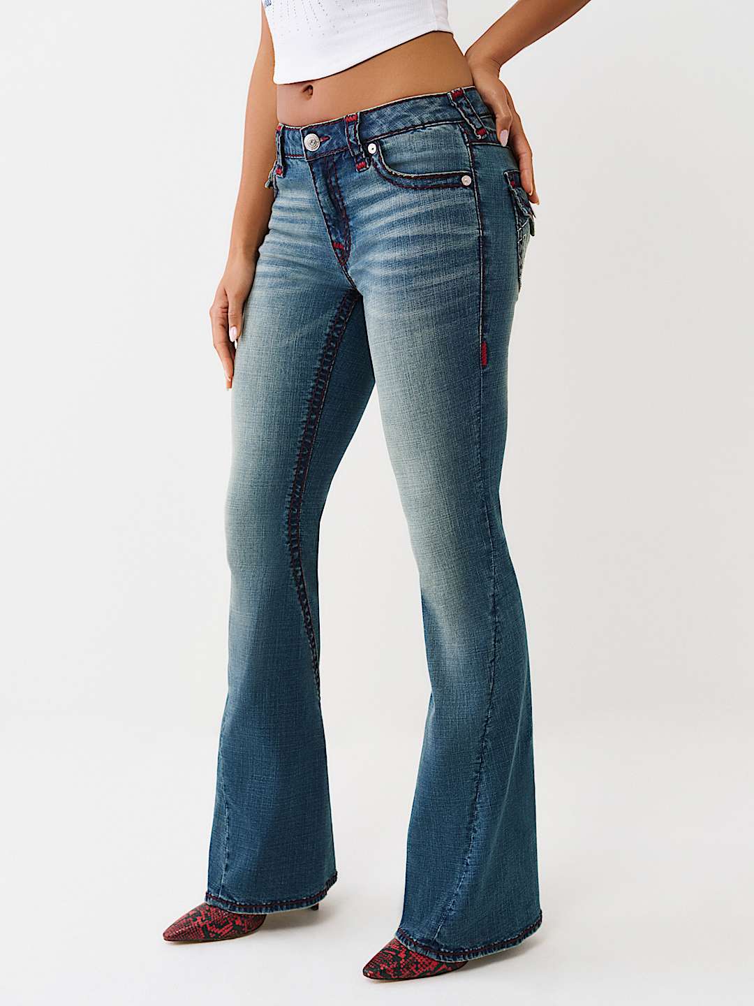 JOEY MID RISE SUPER T FLARE JEAN, image 4