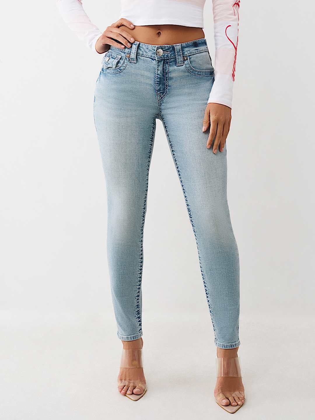 JENNIE MID RISE BIG T FLAP CURVY SKINNY JEAN, image 2