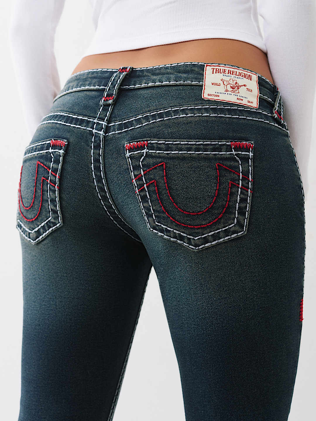 Женские джинсы True Religion Becca Super T клеш низкой посадки, сапфировые