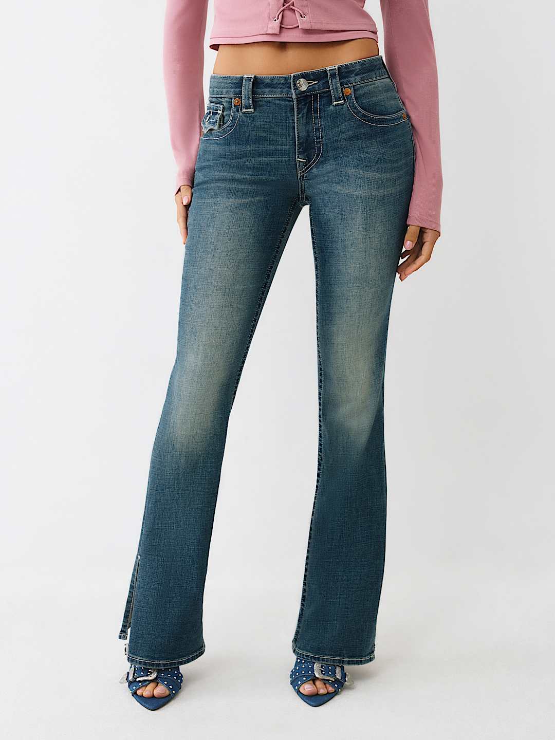 BECCA MID RISE SIDE SLIT HEM BOOTCUT JEAN, image 3