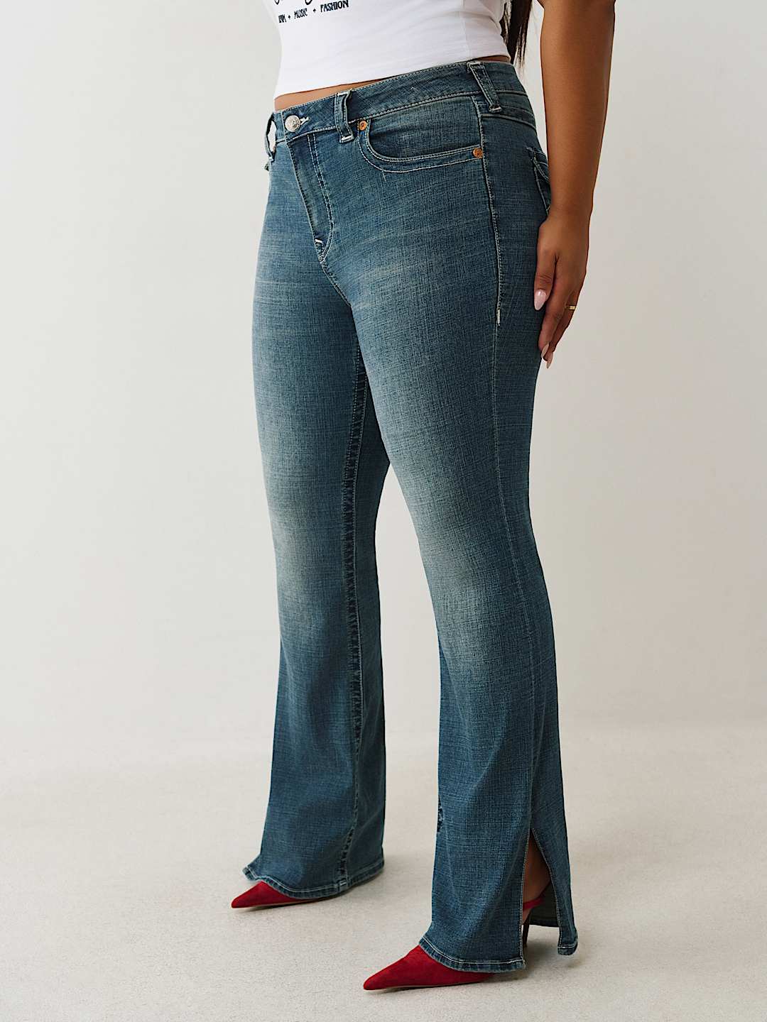 PLUS BECCA SIDE SLIT BOOTCUT JEAN, image 1