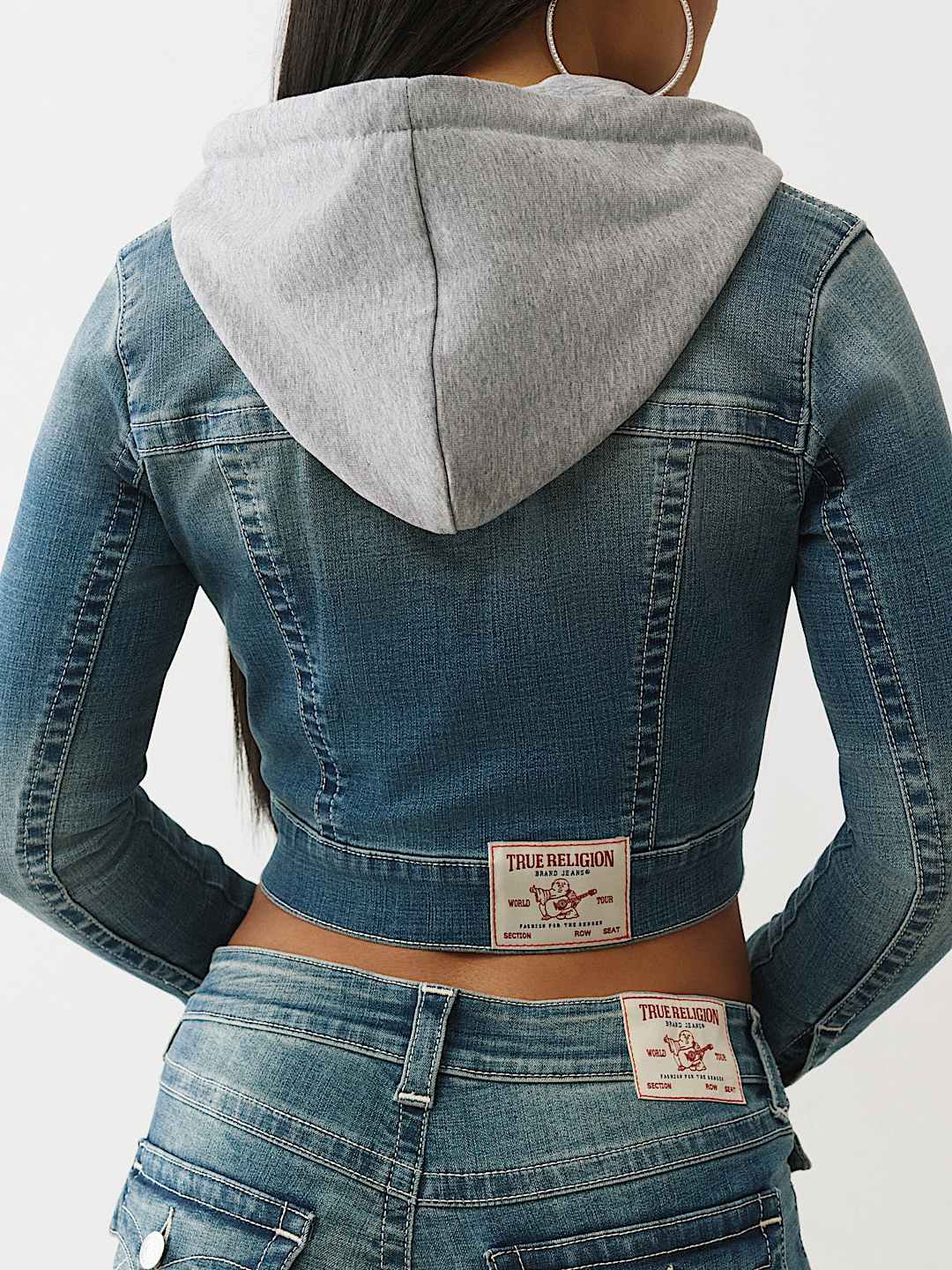 CHAQUETA RECORTADA CON CAPUCHA DE MEZCLILLA, image 7