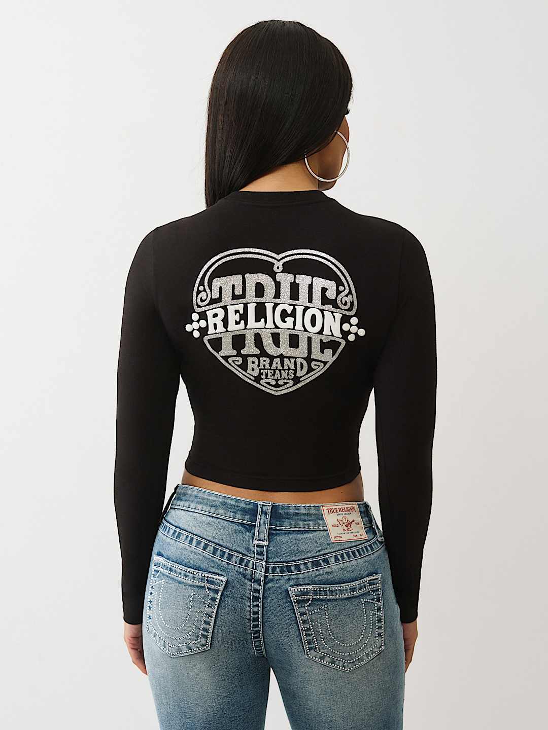 CAMISETA CORTA DE MANGA LARGA CON ESTAMPADO EN RELIEVE Y BRILLANTE, image 5