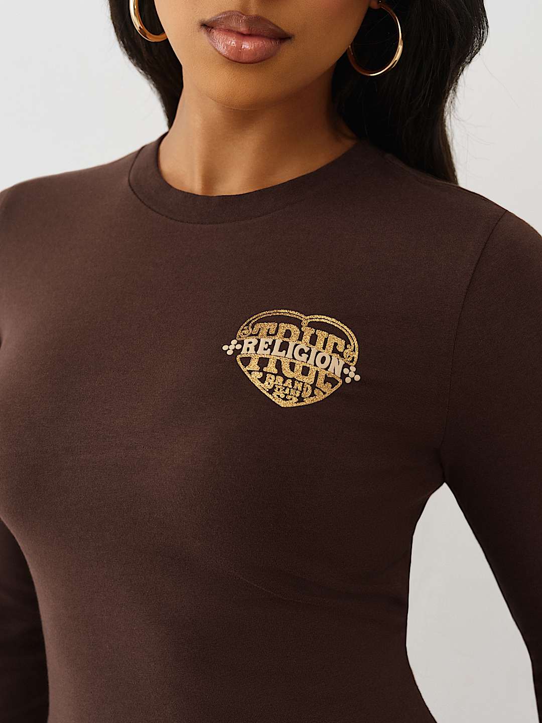 CAMISETA CORTA DE MANGA LARGA CON ESTAMPADO EN RELIEVE Y BRILLANTE, image 5