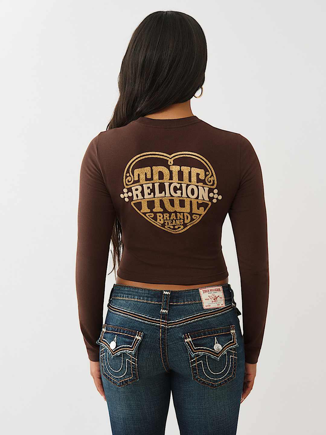 CAMISETA CORTA DE MANGA LARGA CON ESTAMPADO EN RELIEVE Y BRILLANTE, image 6