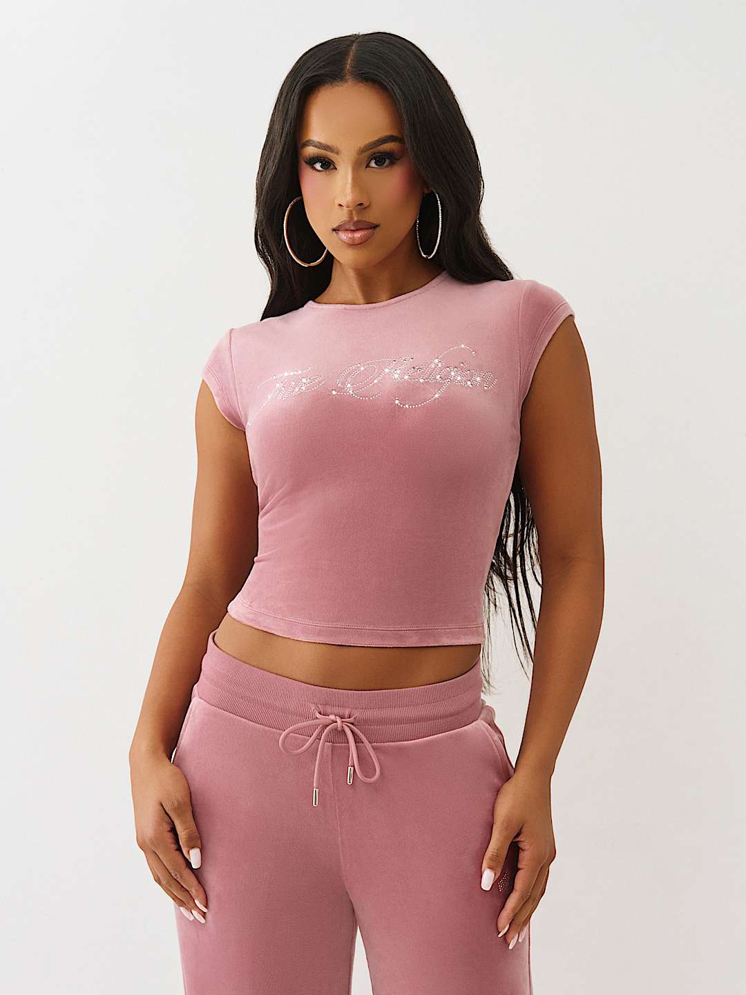 VELOUR CRYSTAL LOGO BABY TEE, image 2