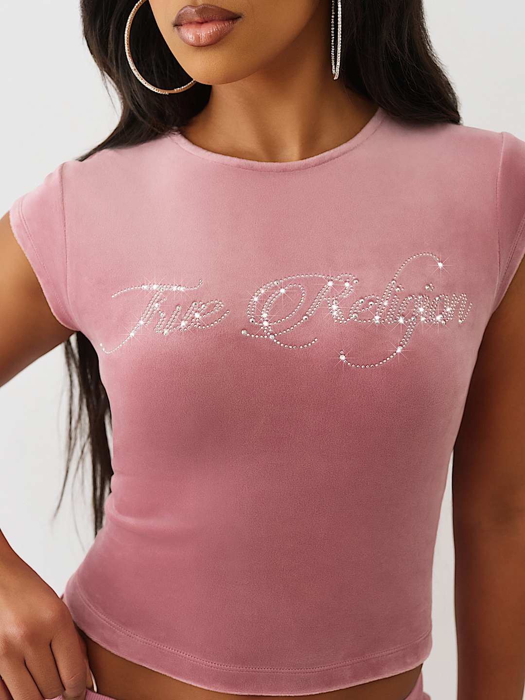 VELOUR CRYSTAL LOGO BABY TEE, image 1