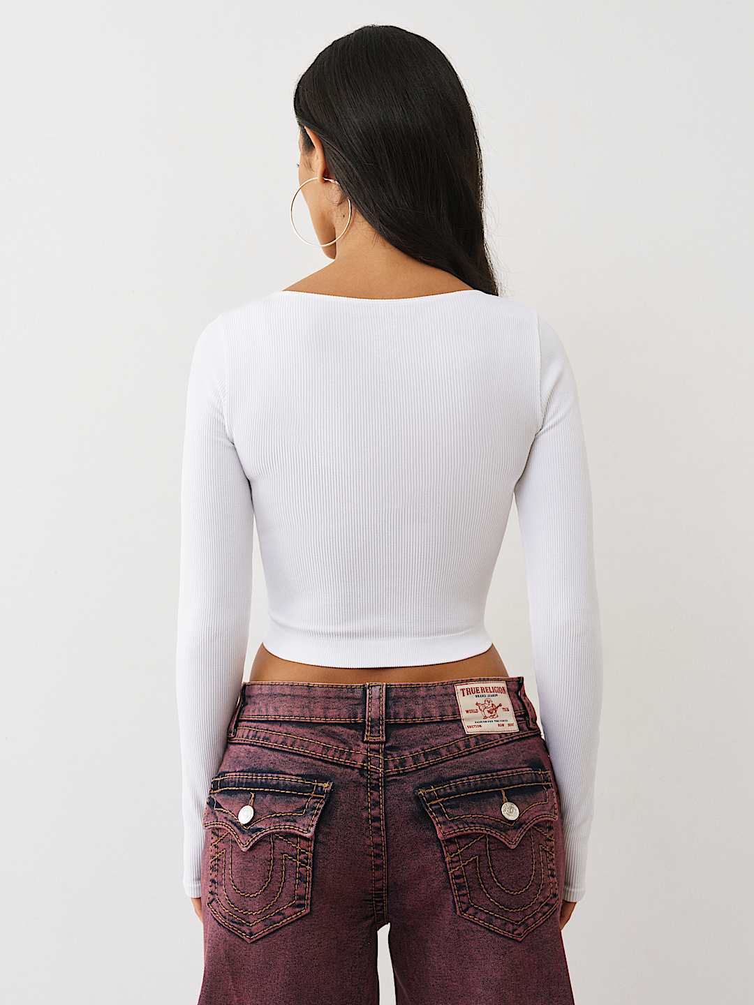 SEAMLESS LACE SCOOP NECK LONG SLEEVE TOP, image 5