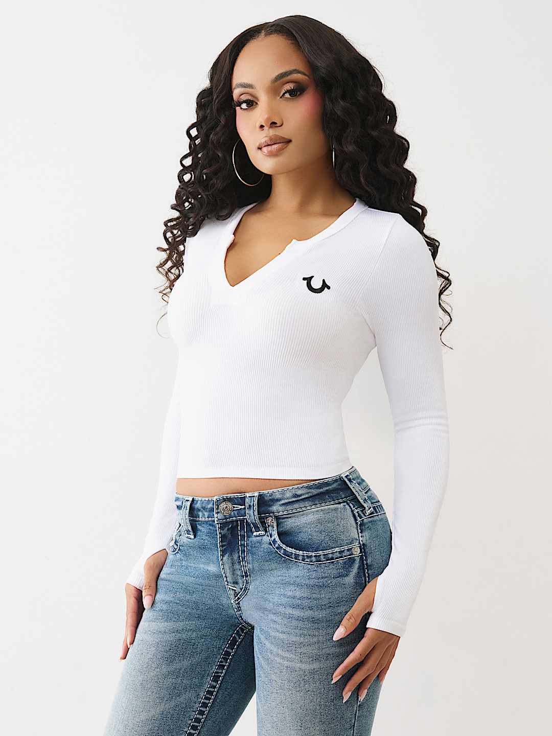 SEAMLESS V-NOTCH LONG SLEEVE TOP, image 4