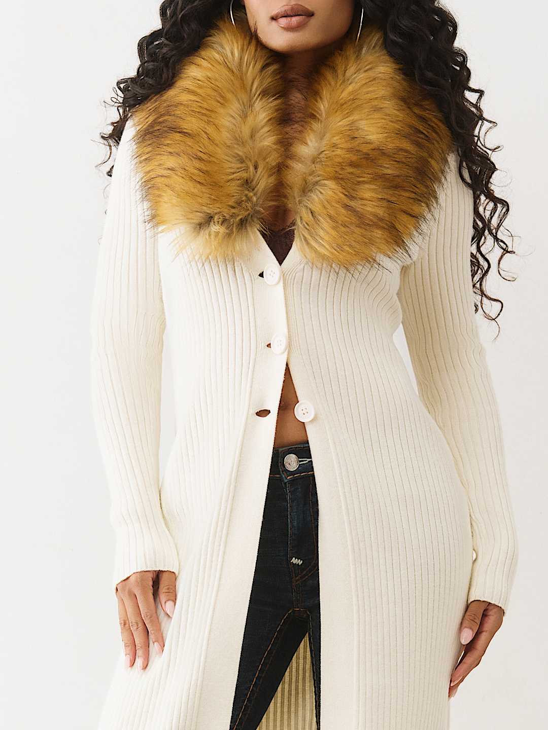 FAUX FUR DUSTER CARDIGAN, image 9