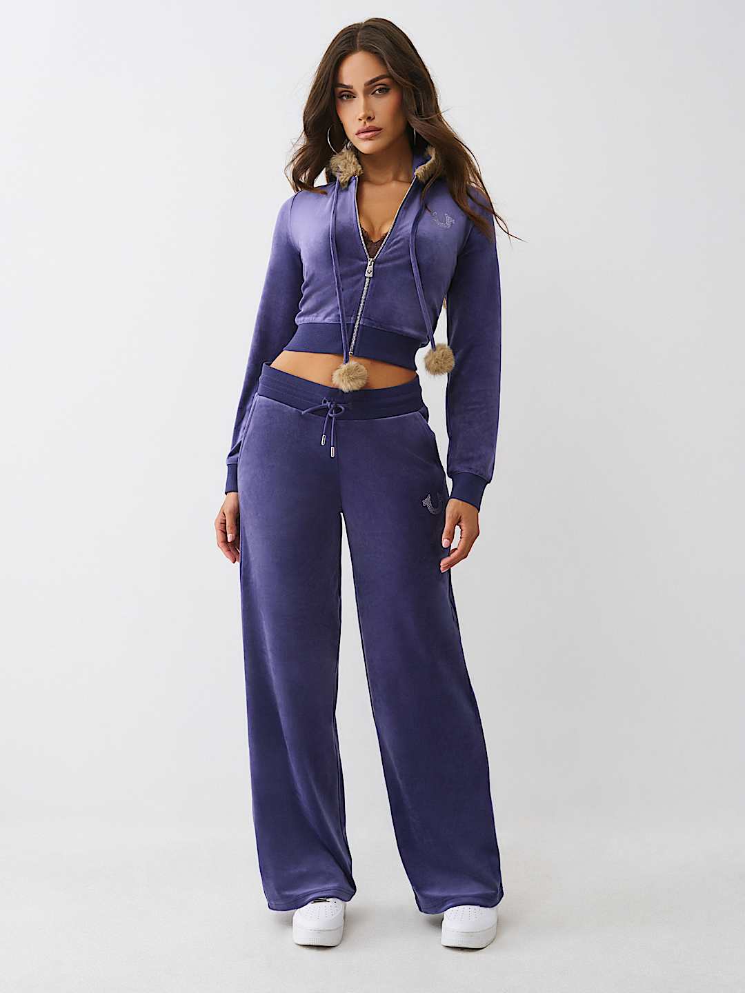 VELOUR FAUX FUR SHRUNKEN ZIP HOODIE, image 4