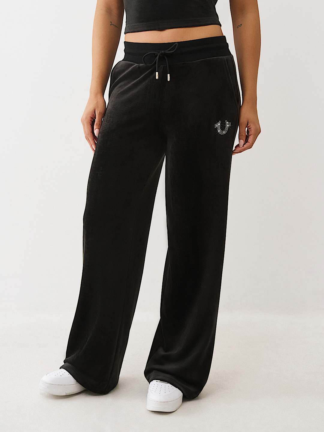 VELOUR CRYSTAL HORSESHOE STRAIGHT LEG SWEATPANT, image 3