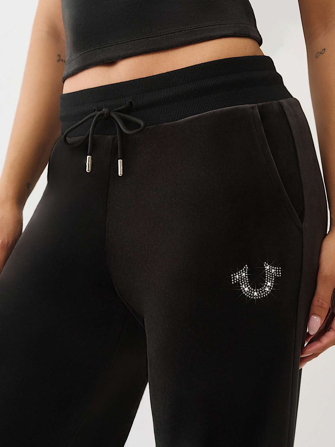 VELOUR CRYSTAL HORSESHOE STRAIGHT LEG SWEATPANT, image 5