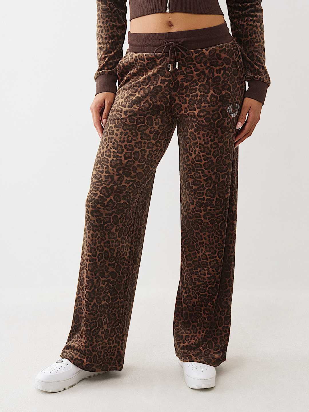 VELOUR CRYSTAL HORSESHOE STRAIGHT LEG SWEATPANT, image 3
