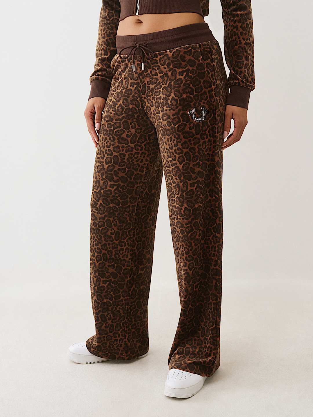 VELOUR CRYSTAL HORSESHOE STRAIGHT LEG SWEATPANT, image 1