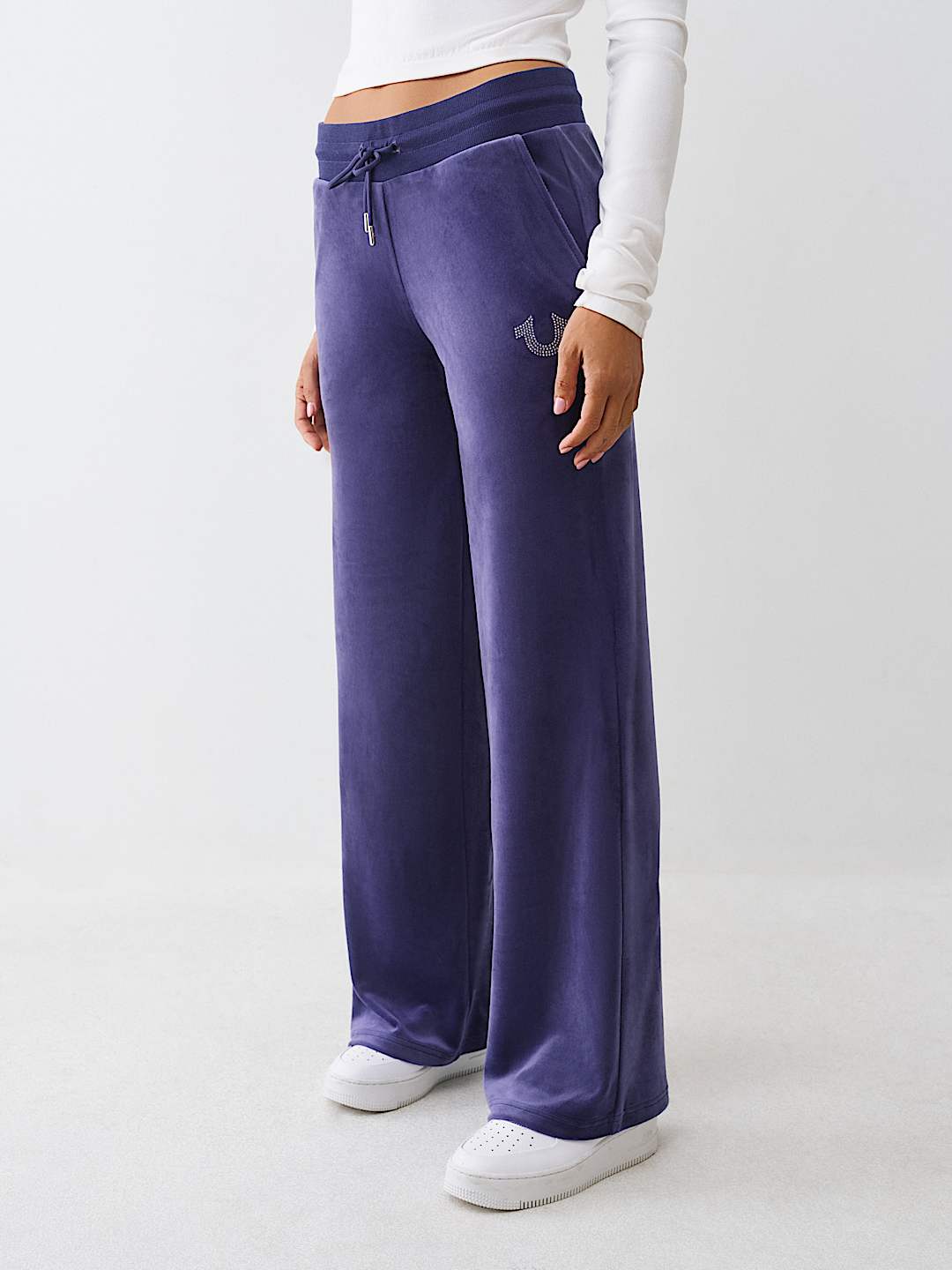 VELOUR CRYSTAL HORSESHOE STRAIGHT LEG SWEATPANT, image 4