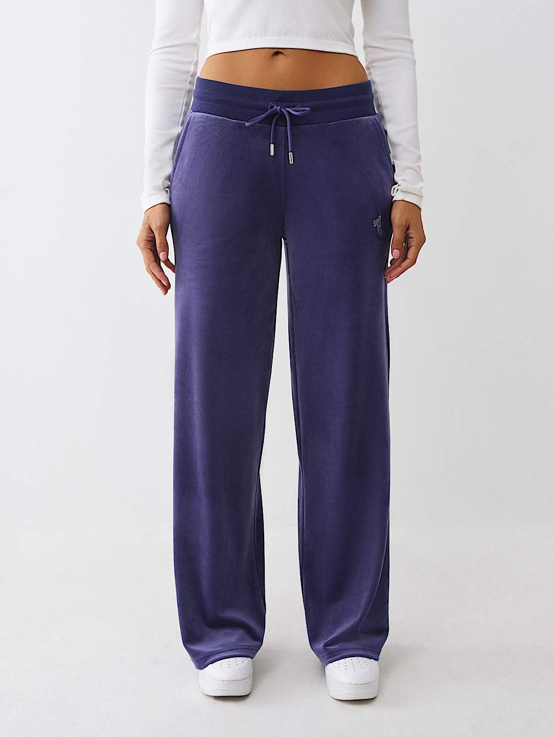 VELOUR CRYSTAL HORSESHOE STRAIGHT LEG SWEATPANT, image 1