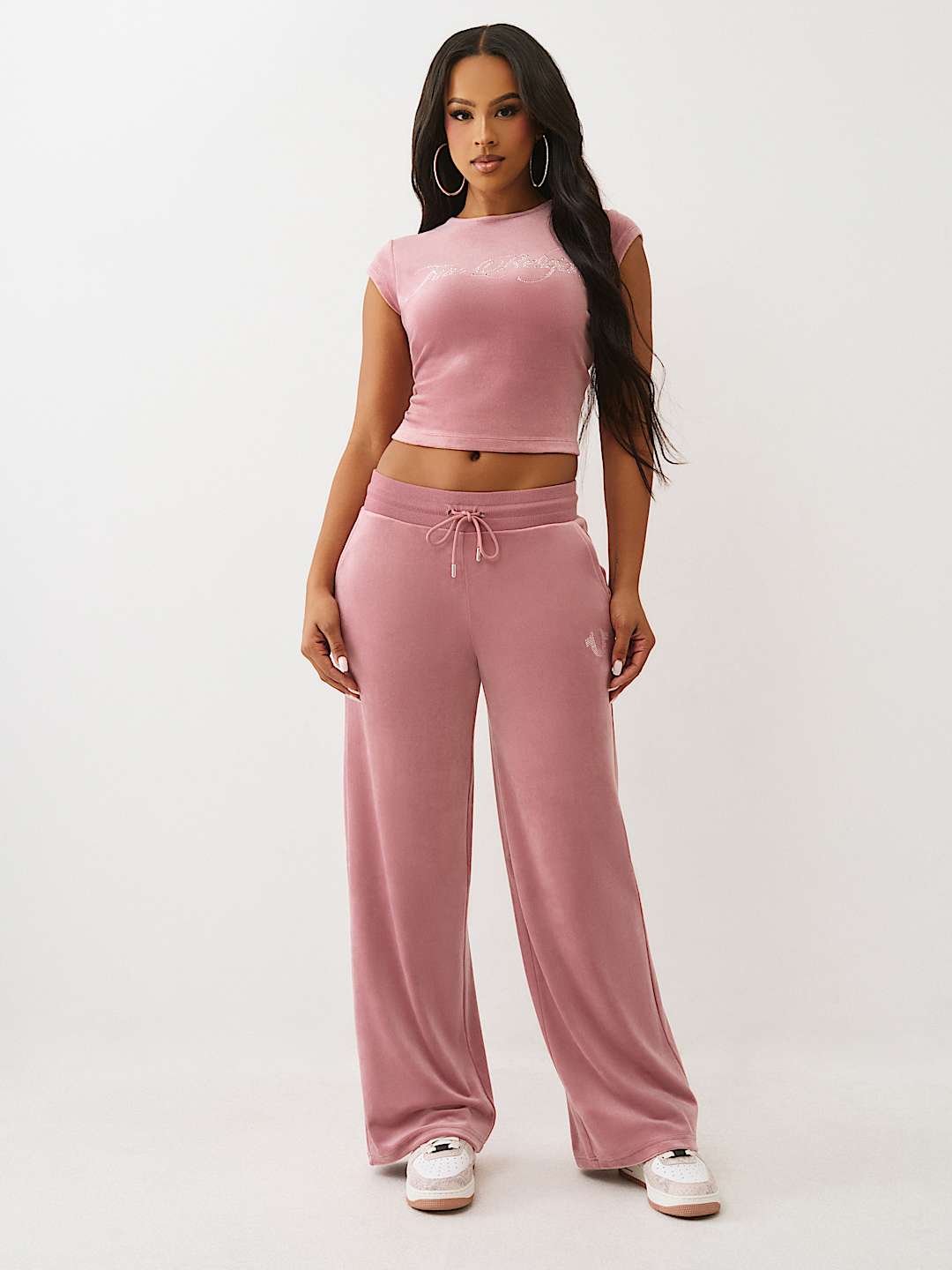 VELOUR CRYSTAL HORSESHOE STRAIGHT LEG SWEATPANT, image 4