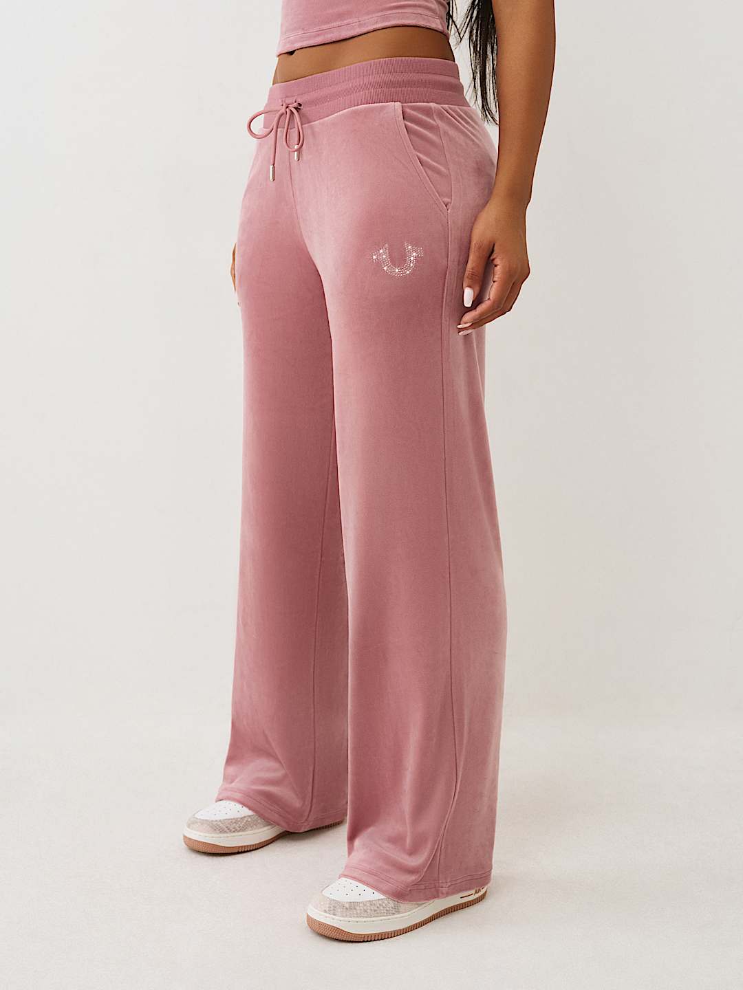 VELOUR CRYSTAL HORSESHOE STRAIGHT LEG SWEATPANT, image 5