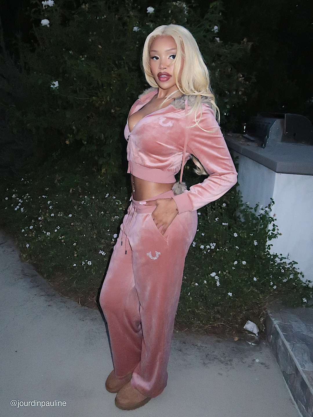 VELOUR CRYSTAL HORSESHOE STRAIGHT LEG SWEATPANT, image 1