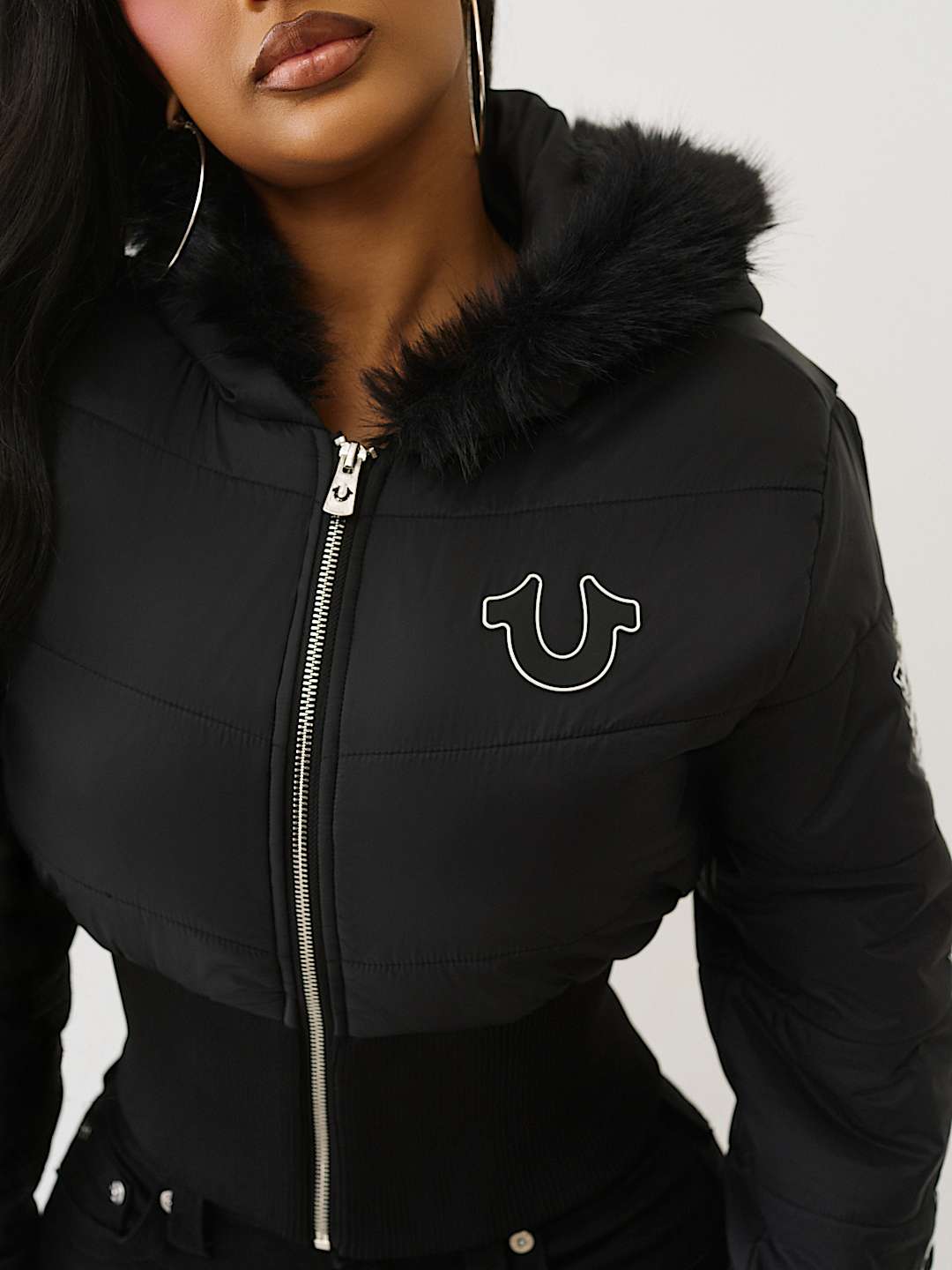 CHAQUETA ACOLCHADA RECORTADA DE PIEL SINT&Eacute;TICA, image 6