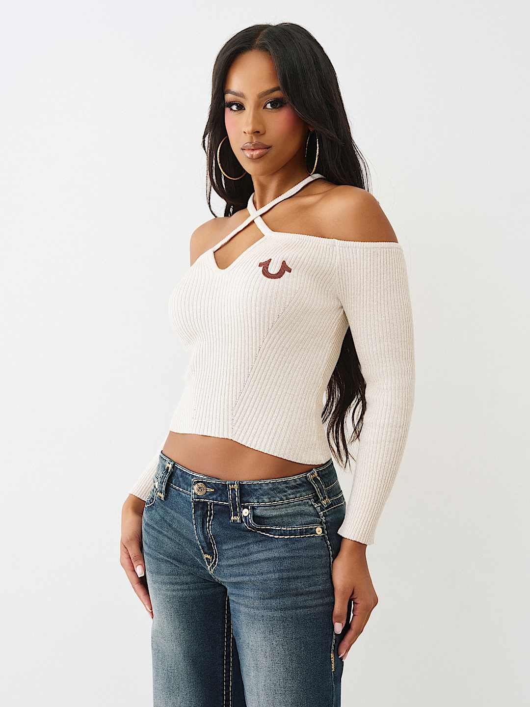 CAMISETA MANGA LARGA CON TIRANTES CRUZADOS DE LUREX CON HERRADURA, image 4