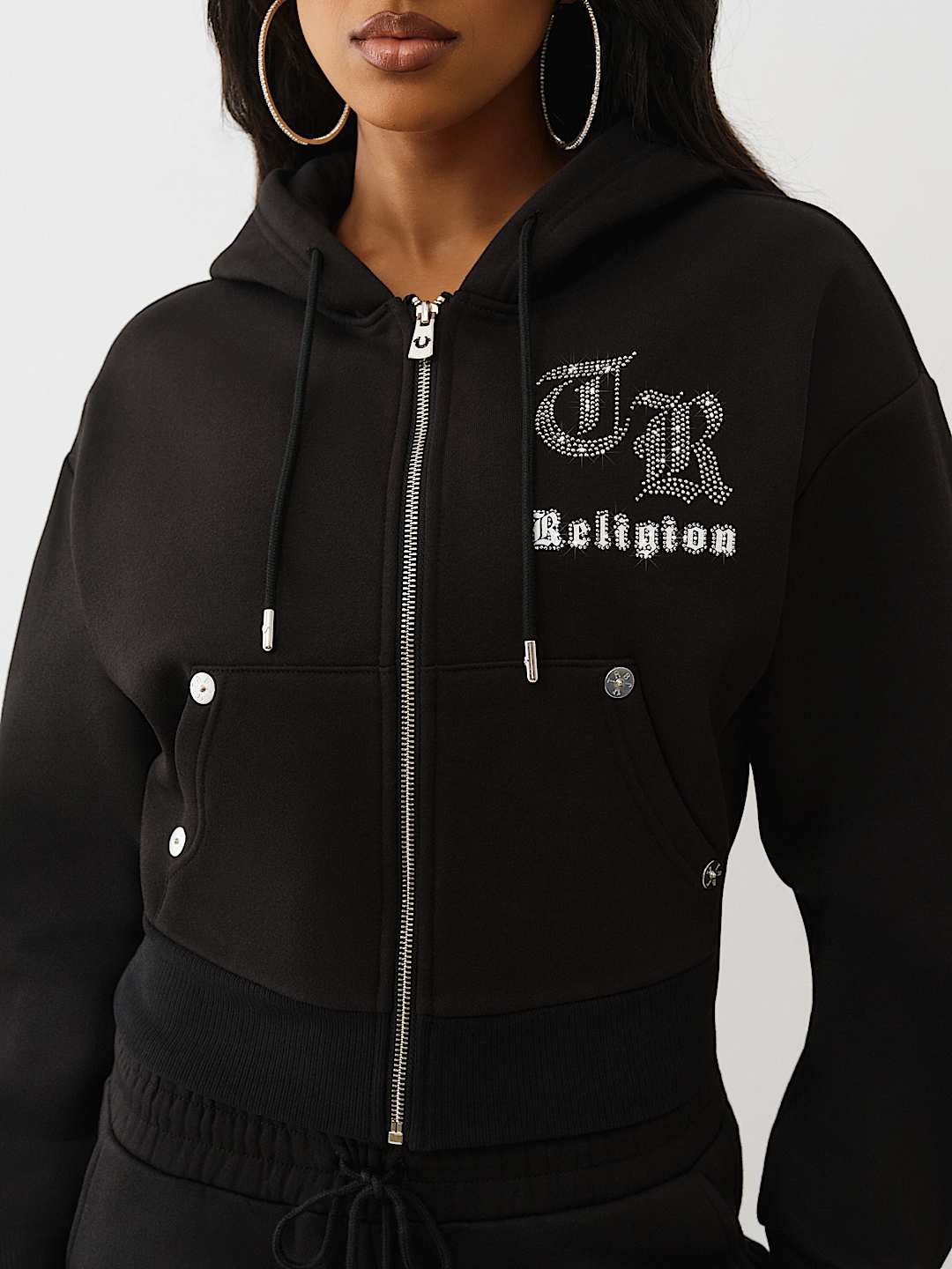 CRYSTAL LOGO SHRUNKEN ZIP HOODIE | True Religion