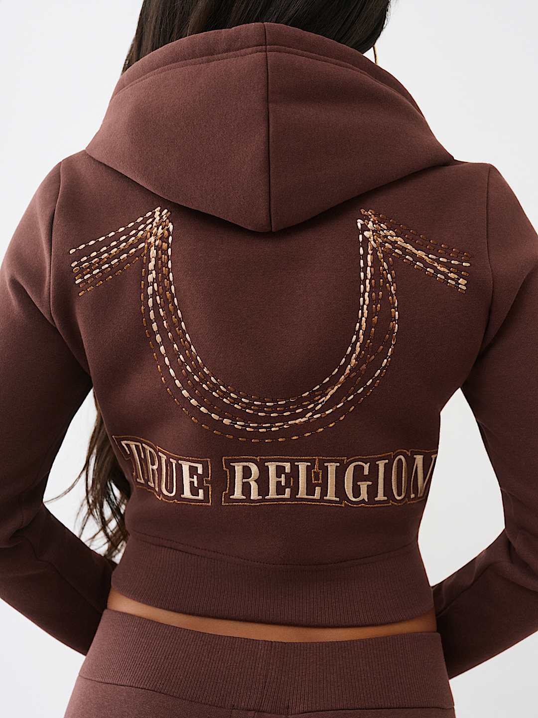 RAINBOW STITCH HORSESHOE SHRUNKEN ZIP HOODIE, image 1