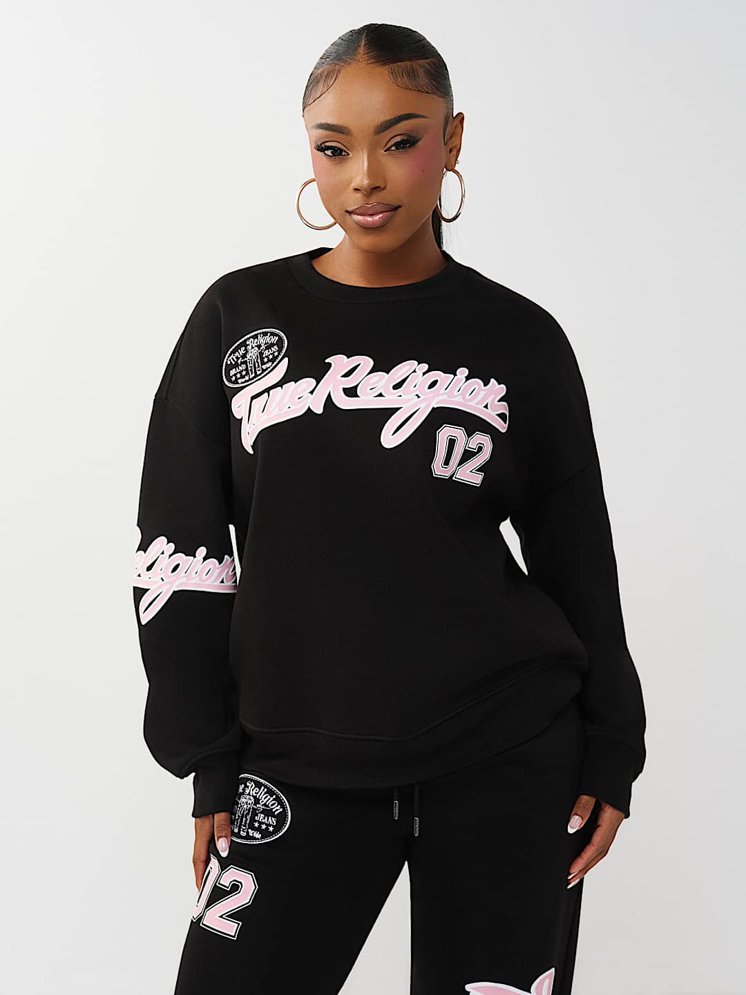 EMBROIDERED BOYFRIEND PULLOVER SWEATSHIRT, image 2