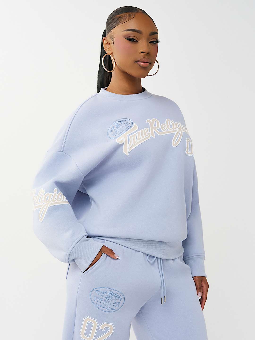 EMBROIDERED BOYFRIEND PULLOVER SWEATSHIRT, image 6