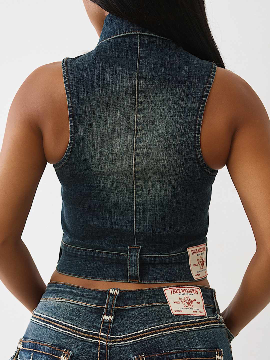 FAUX FUR DENIM VEST, image 5