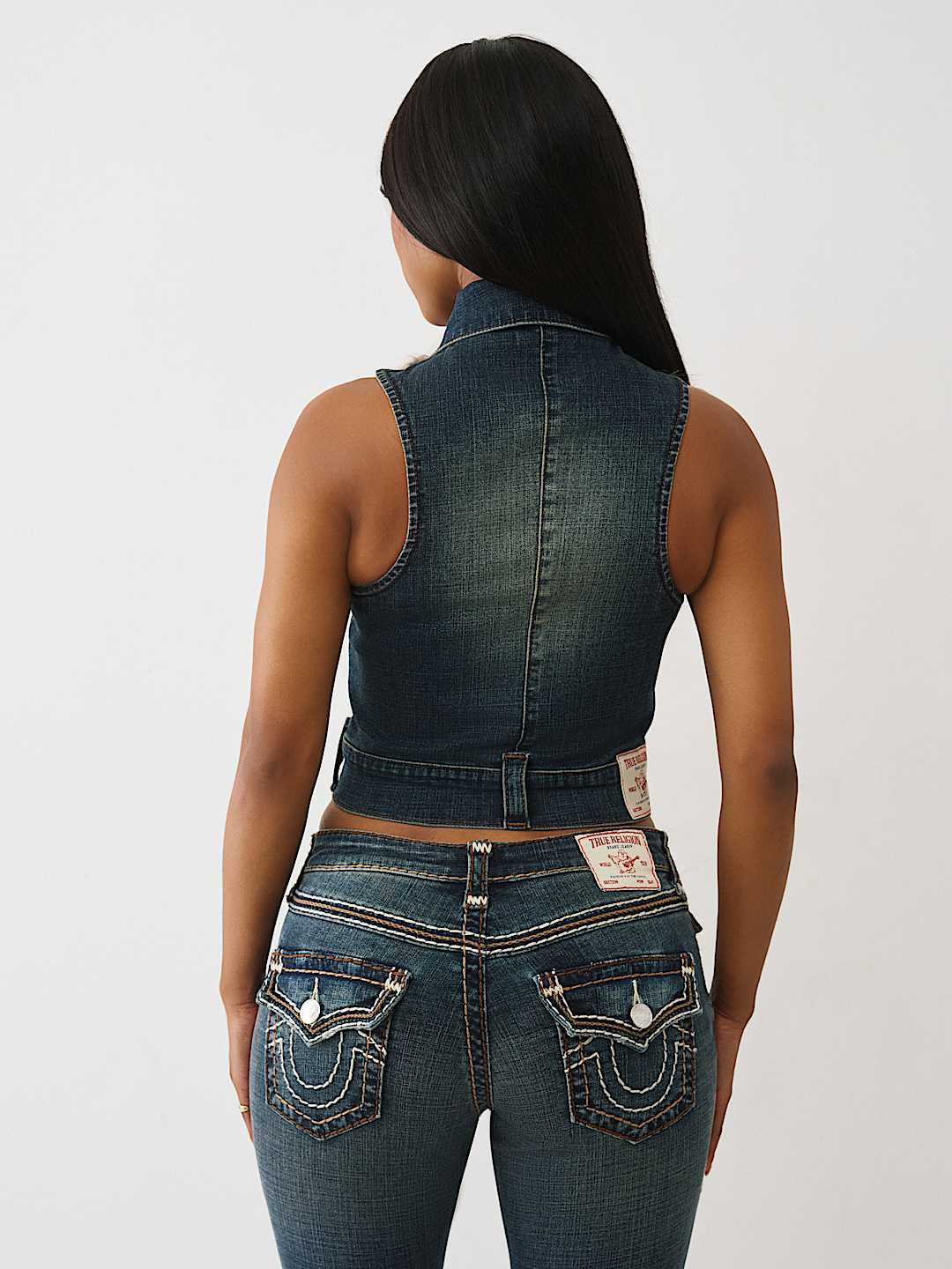 FAUX FUR DENIM VEST, image 6