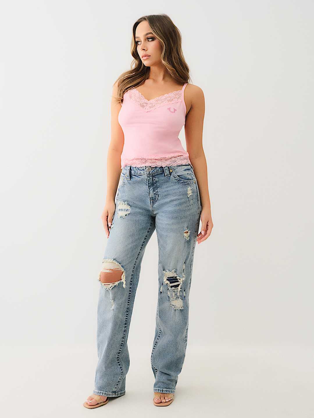 SARA HIGH RISE DISTRESSED STRAIGHT JEAN