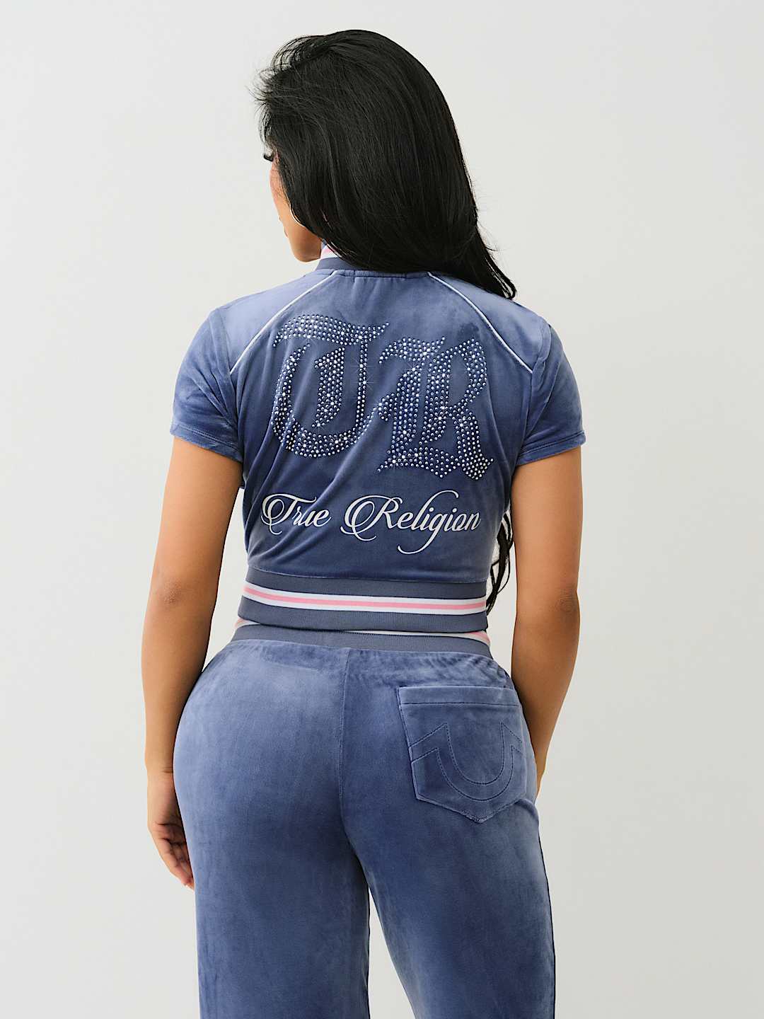 CRYSTAL VELOUR SHORT SLEEVE TRACK JACKET