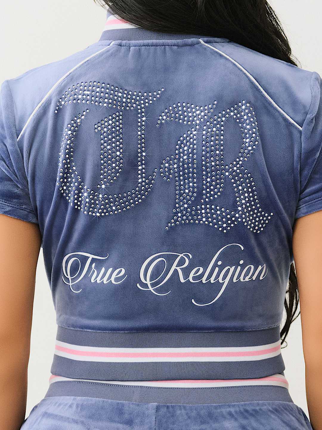 CRYSTAL VELOUR SHORT SLEEVE TRACK JACKET