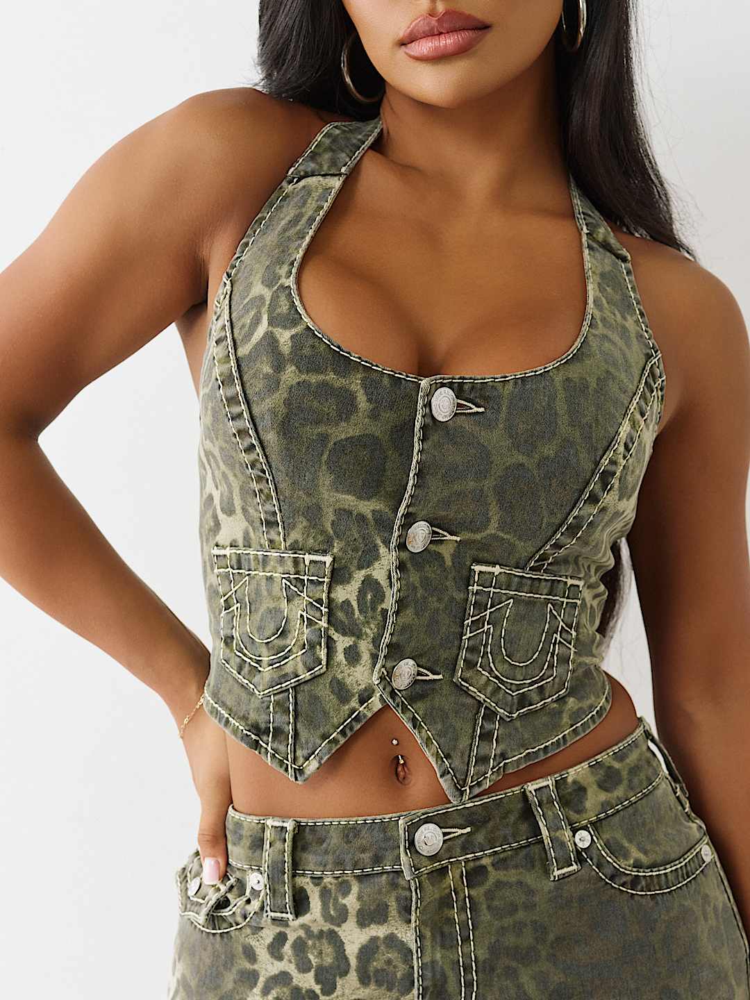 Женский топ-халтер True Religion Camo Leopard Big T, камуфляж
