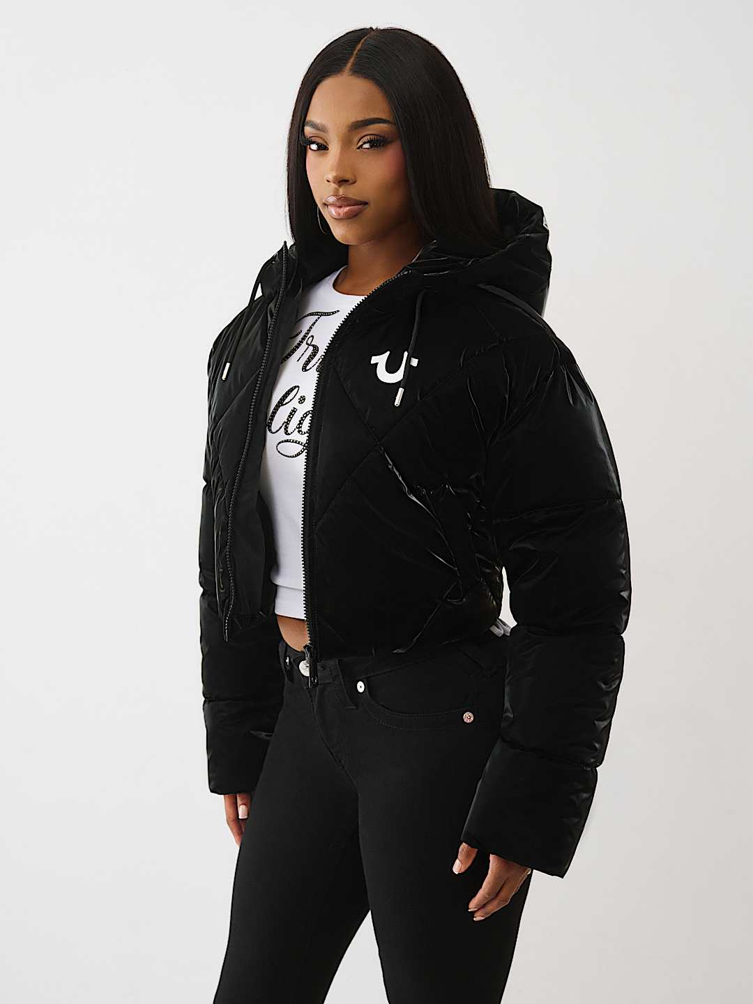 CHAQUETA ACOLCHADA DE ALTO BRILLO CON CAPUCHA, image 4