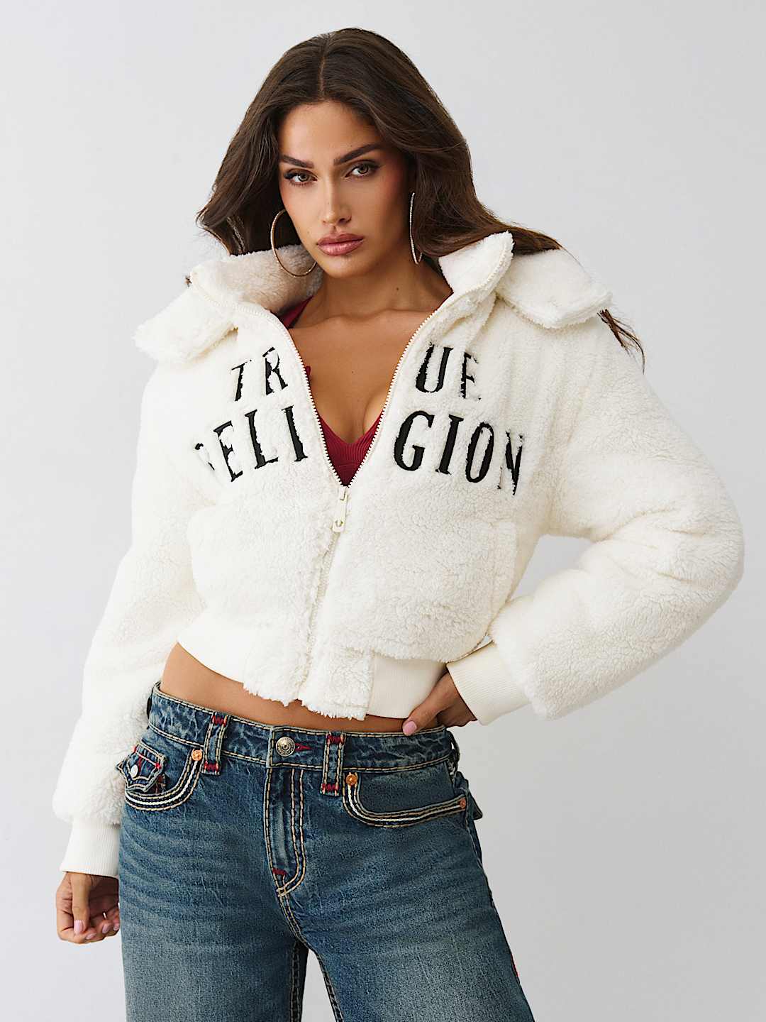 EMBROIDERED SHERPA JACKET, image 1