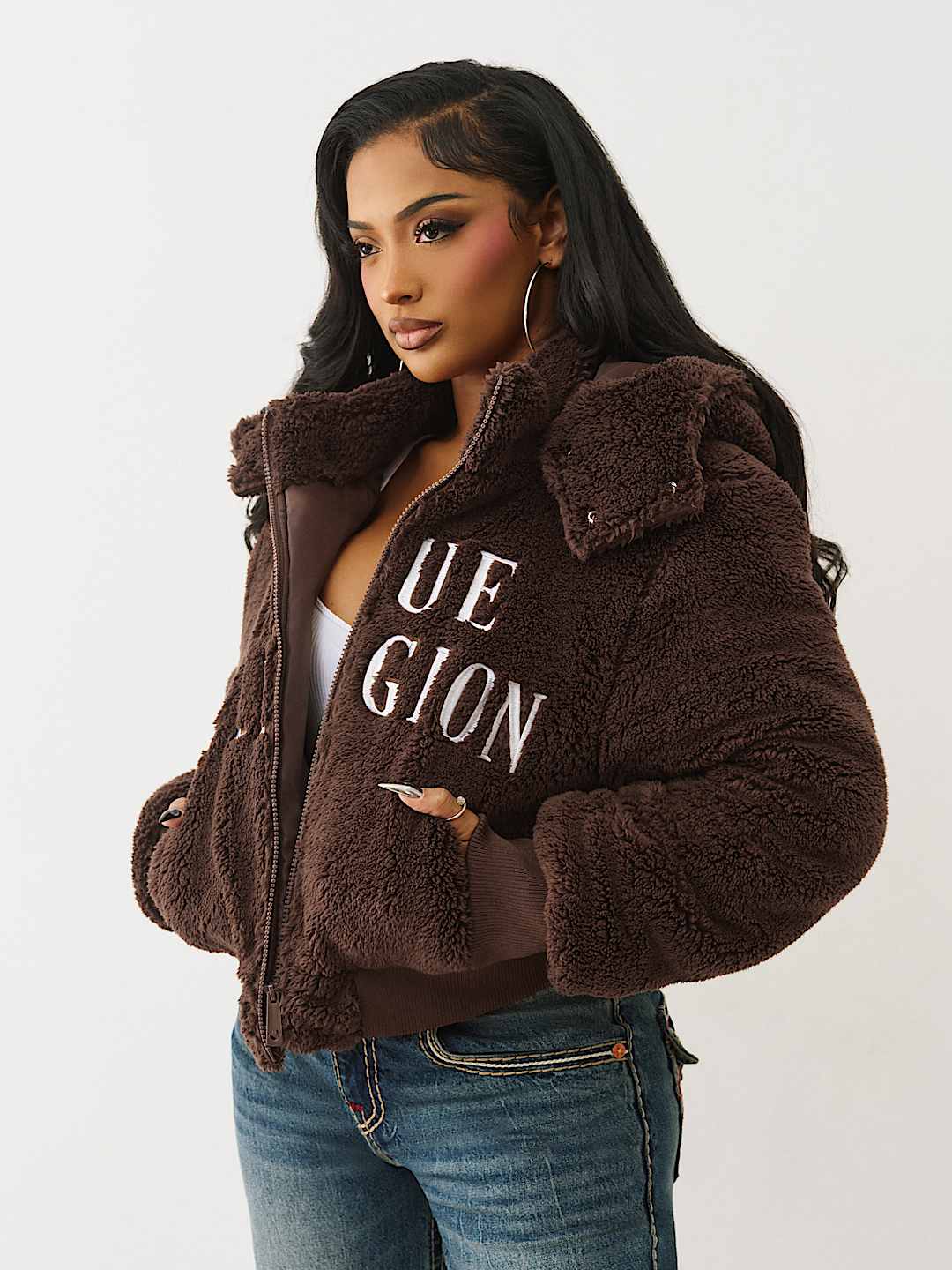 CHAQUETA SHERPA BORDADA, image 4