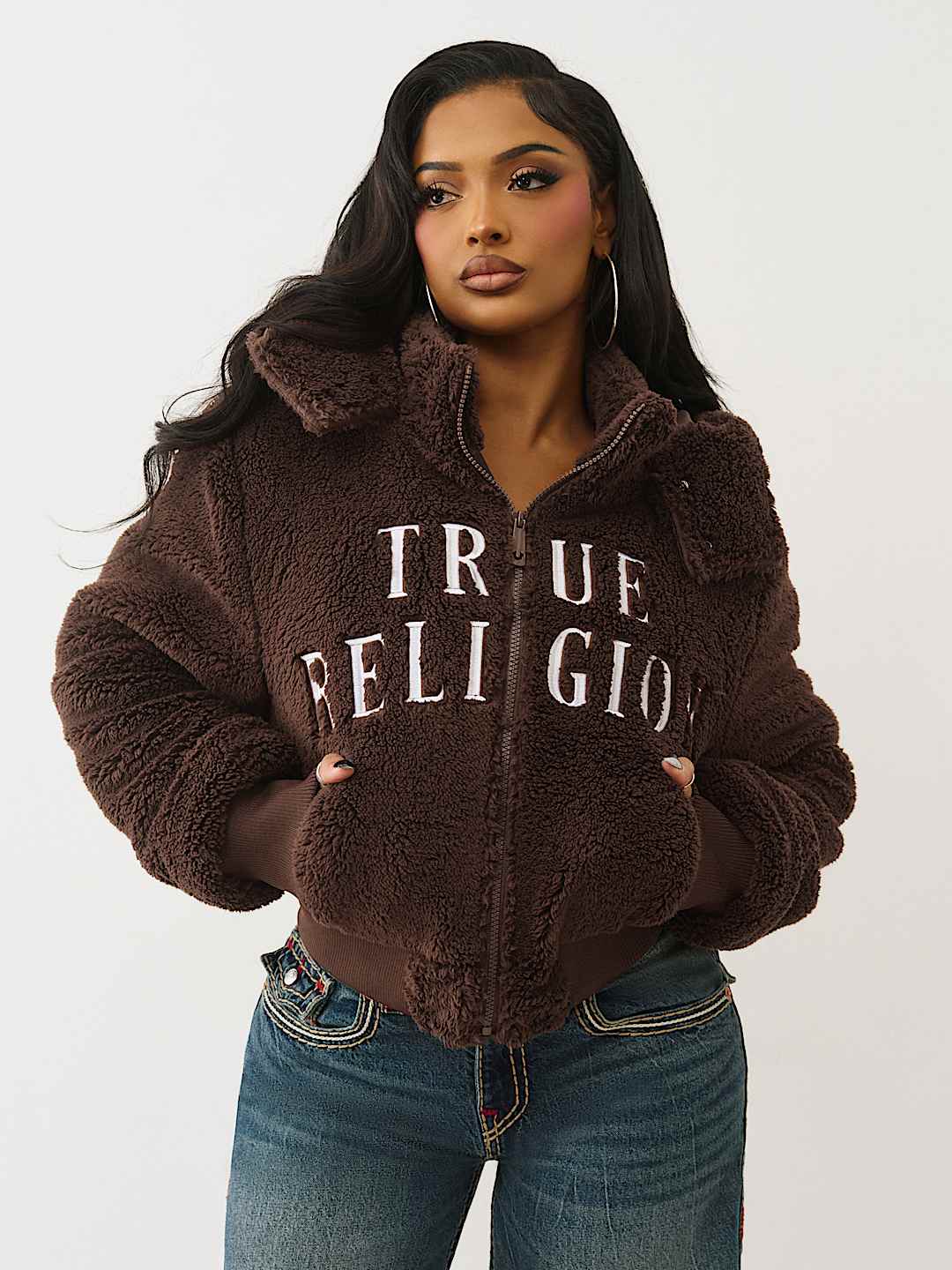 CHAQUETA SHERPA BORDADA, image 1