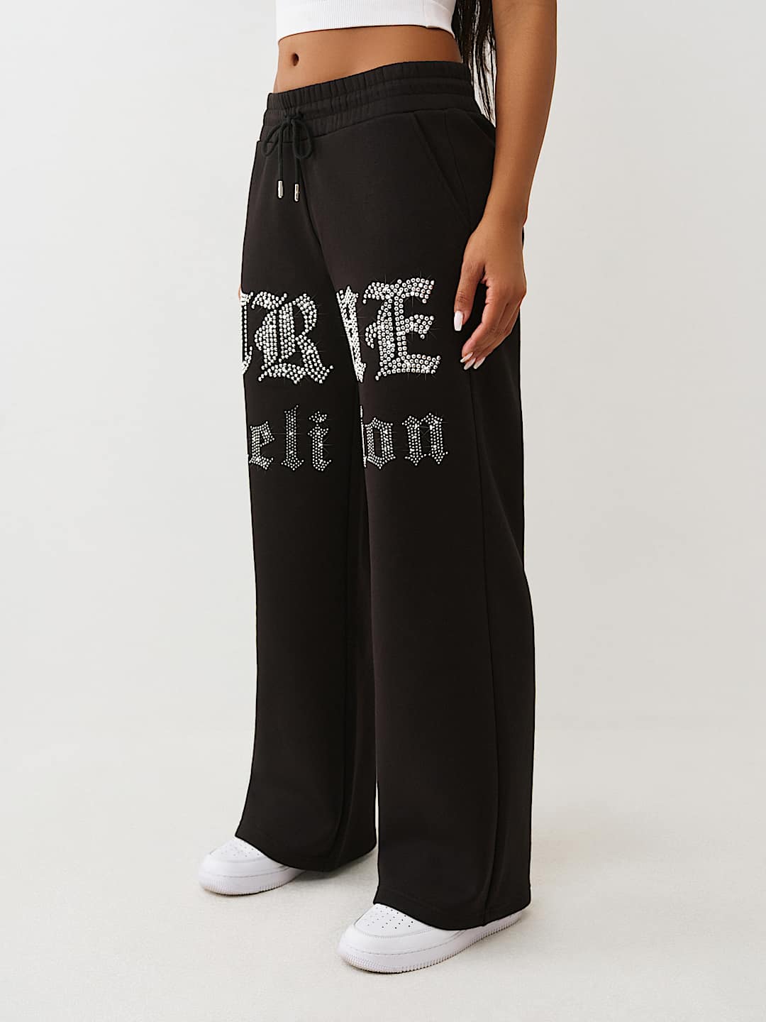 CRYSTAL SCRIPT WIDE LEG SWEATPANT