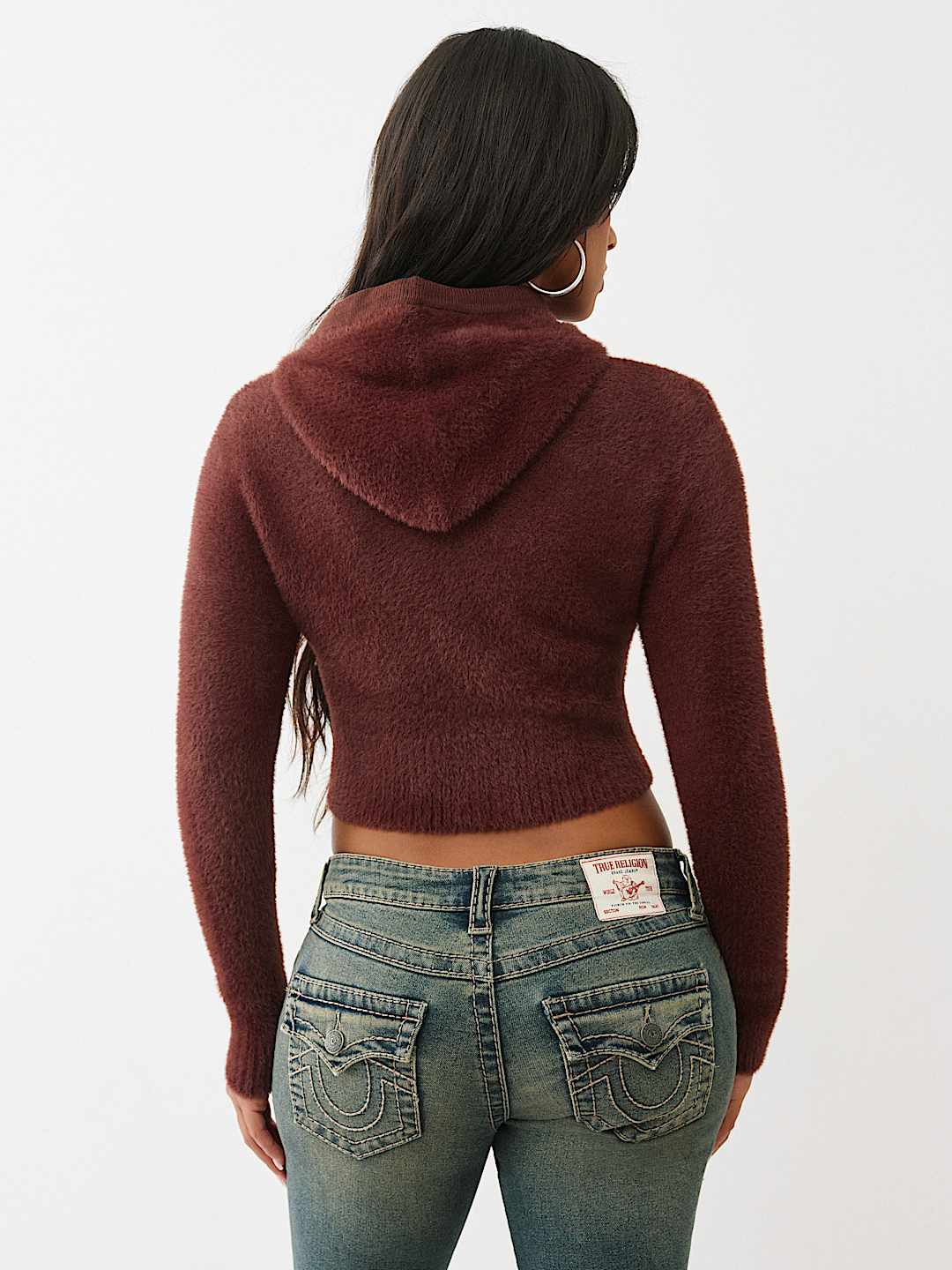 JACQUARD LOGO FUZZY ZIP HOODIE, image 5