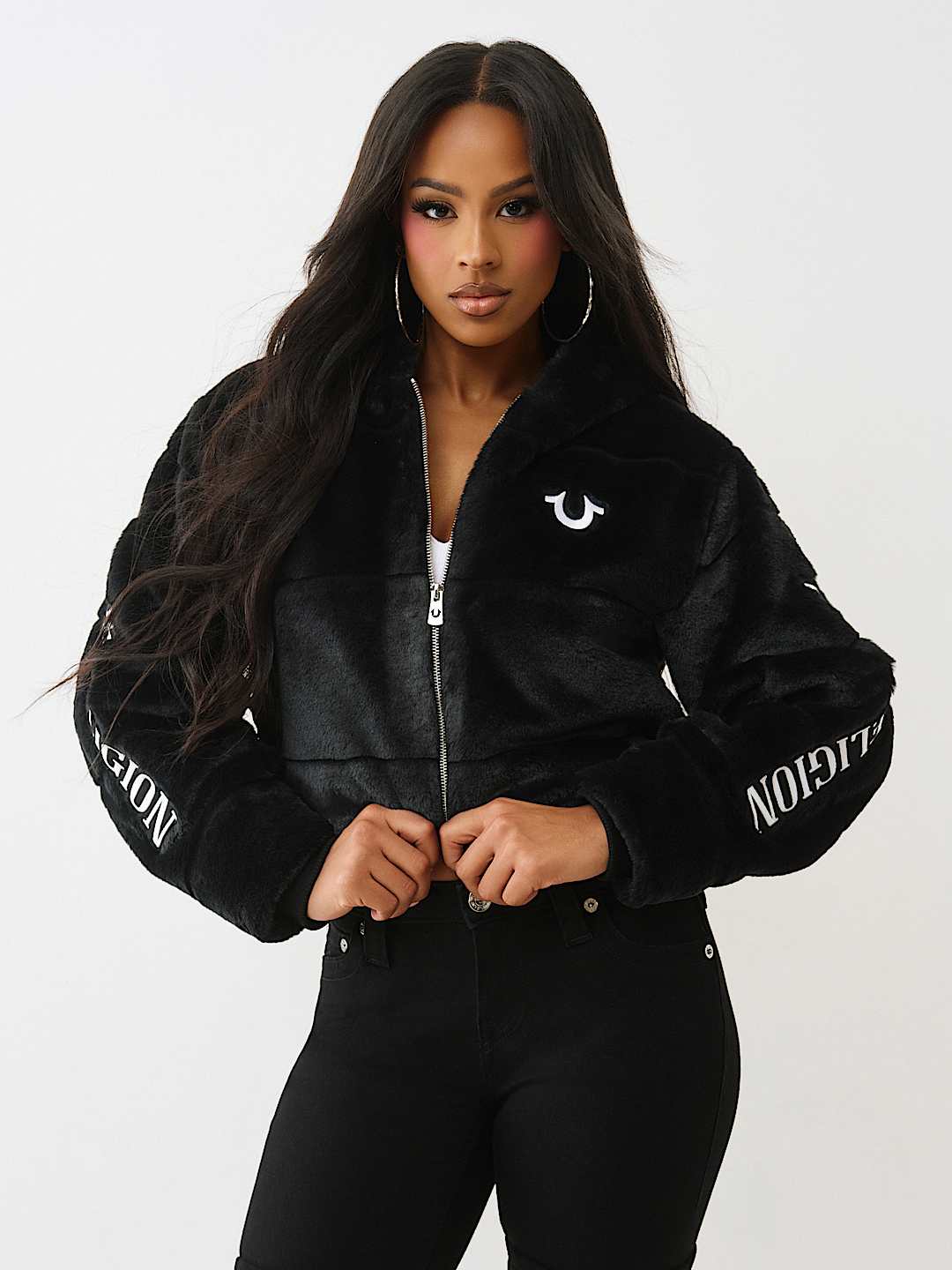 FAUX FUR LOGO ZIP JACKET, image 2