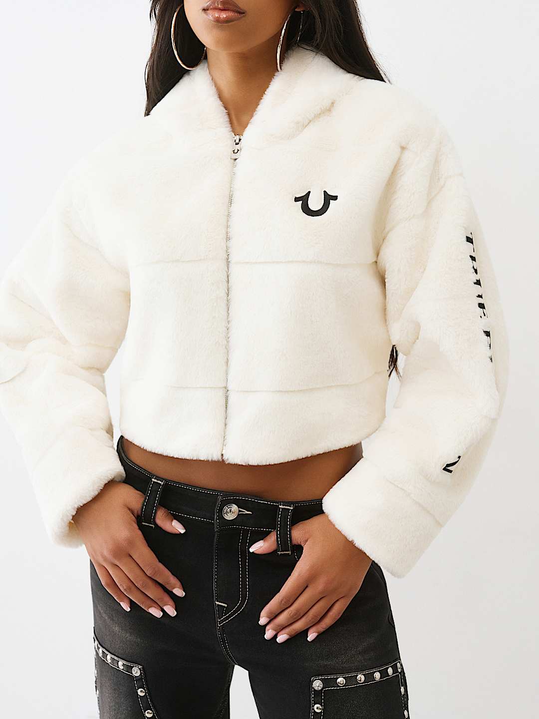 FAUX FUR LOGO ZIP JACKET, image 4