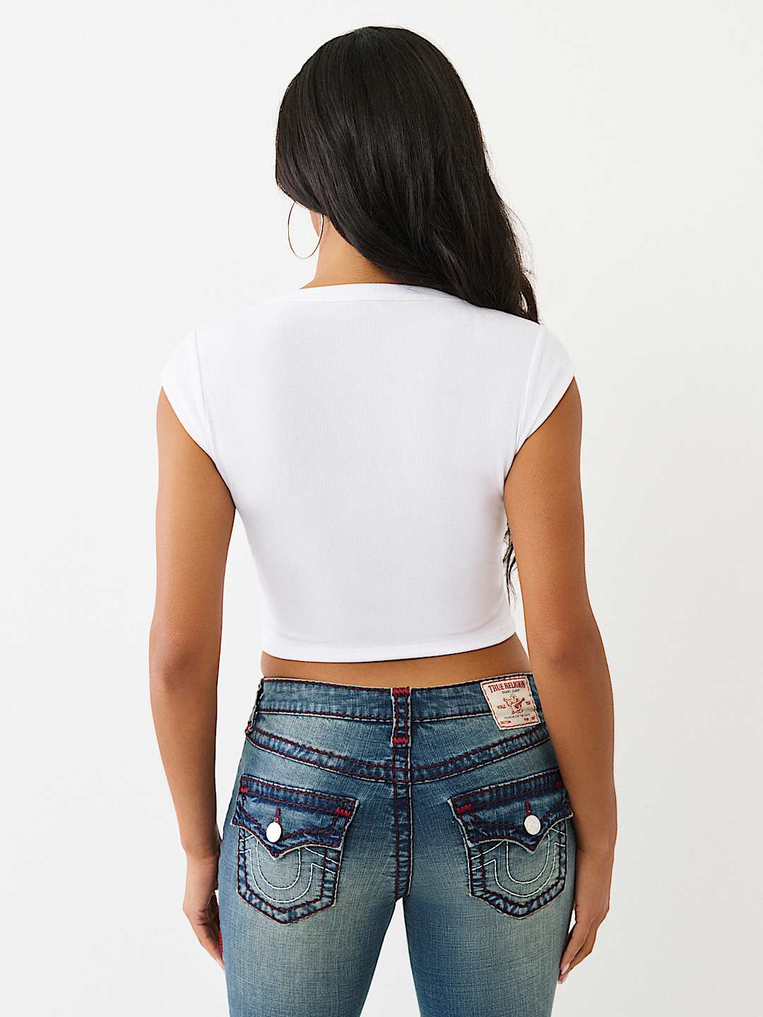 DISTRESSED BUDDHA CRYSTAL  V-NOTCH TEE, image 5