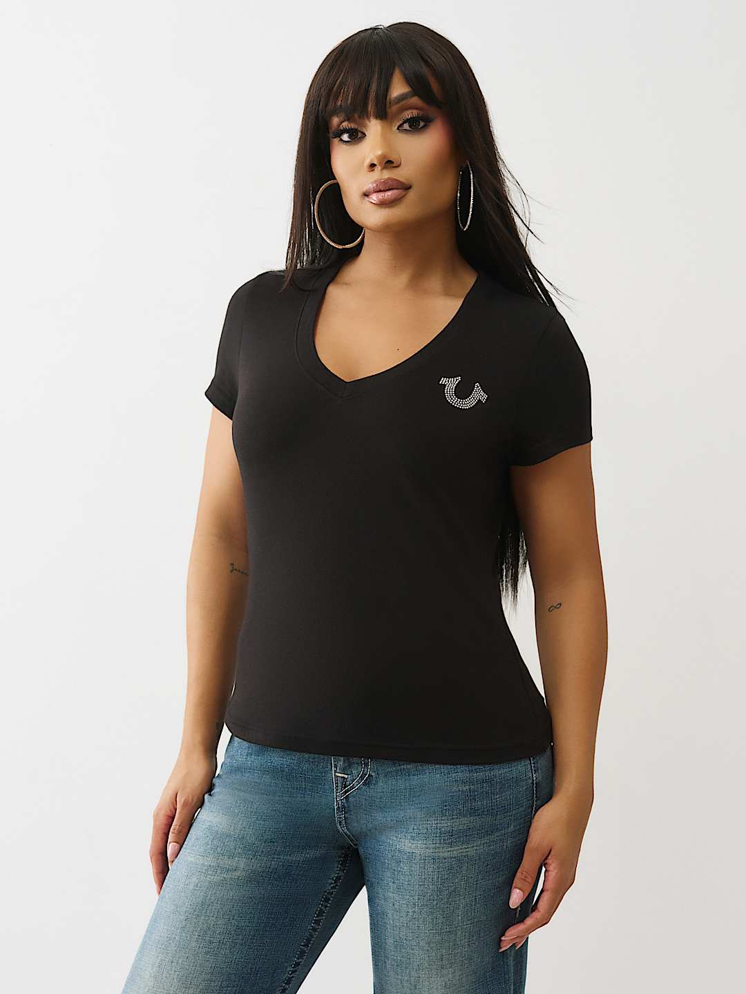 CRYSTAL BUDDHA V NECK TEE, image 2
