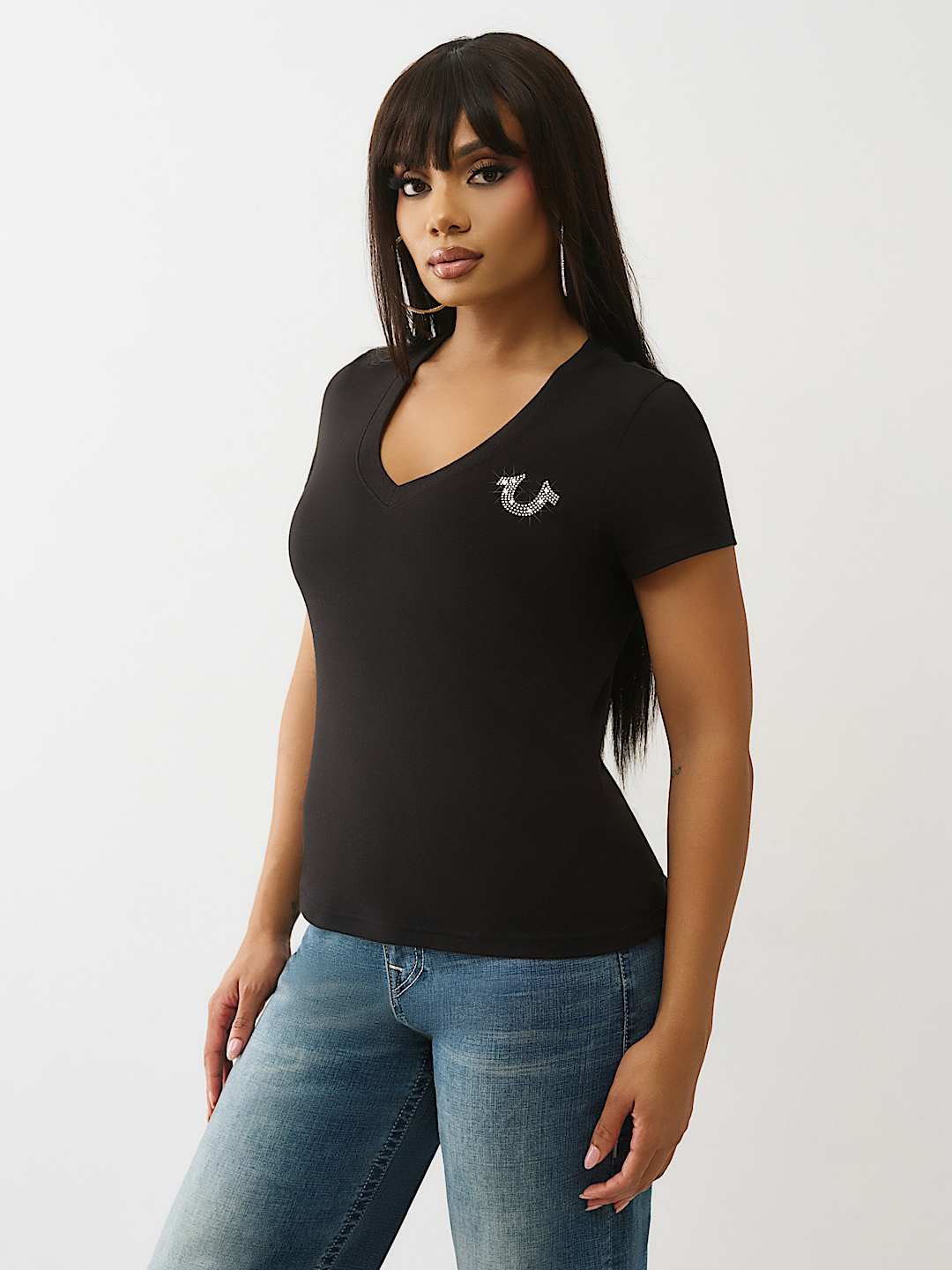 CRYSTAL BUDDHA V NECK TEE, image 4