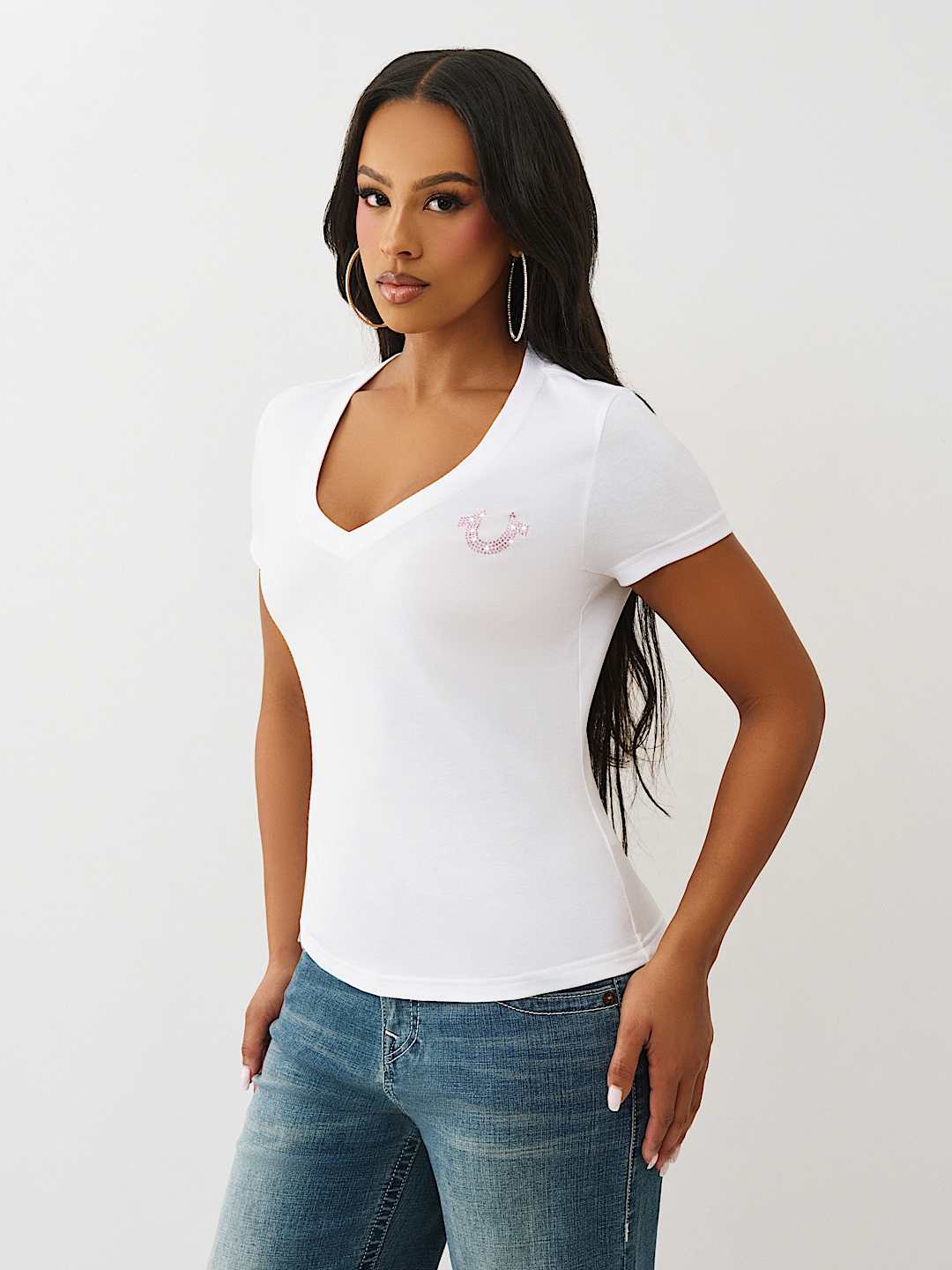 CRYSTAL BUDDHA V NECK TEE, image 4